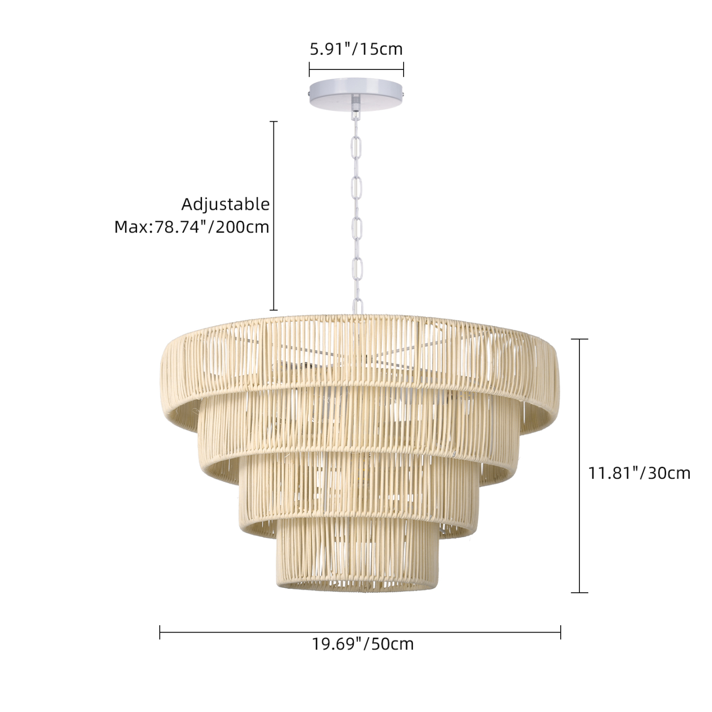 Tiered Rattan Pendant Light Shaded -labpiecesign