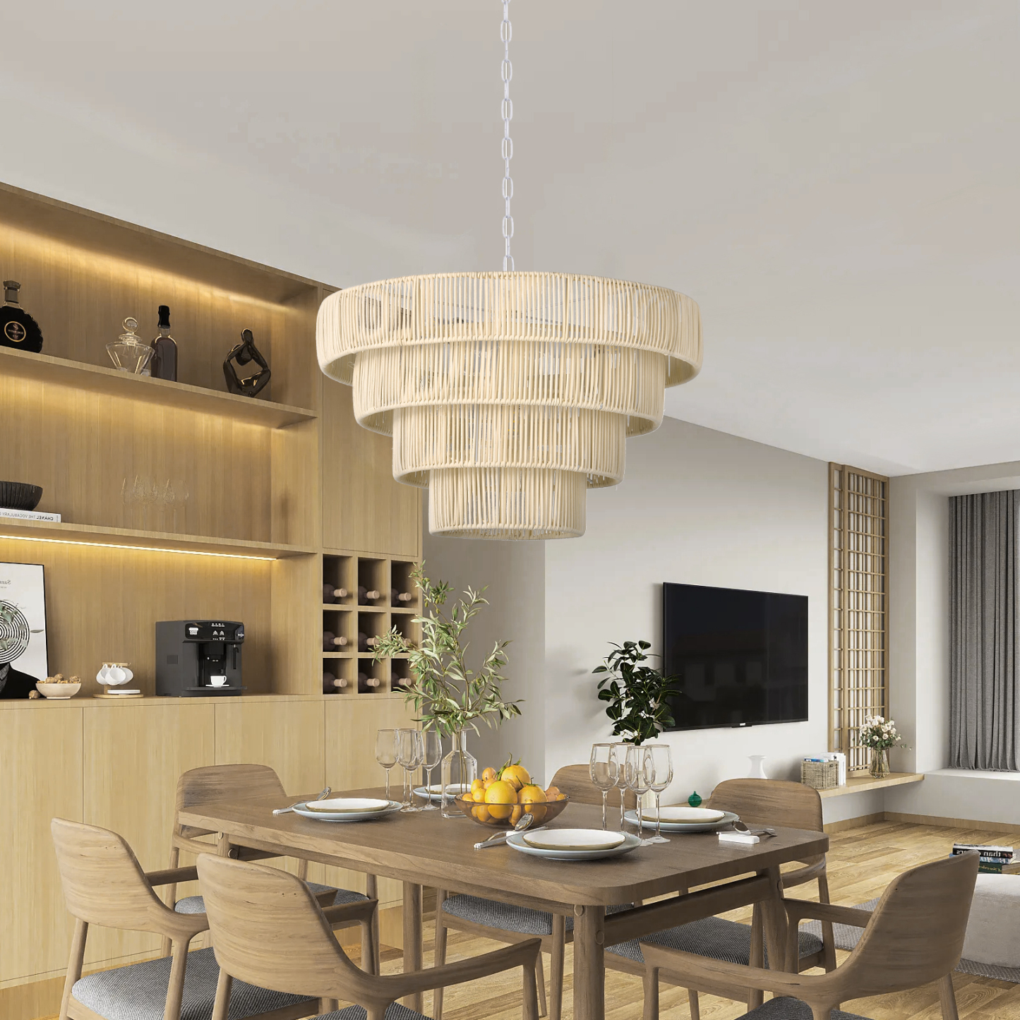 Tiered Rattan Pendant Light Shaded -labpiecesign
