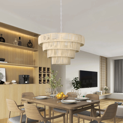 Tiered Rattan Pendant Light Shaded -labpiecesign