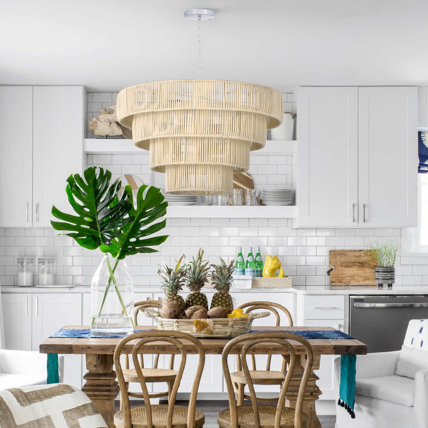 Tiered Rattan Pendant Light Shaded -labpiecesign