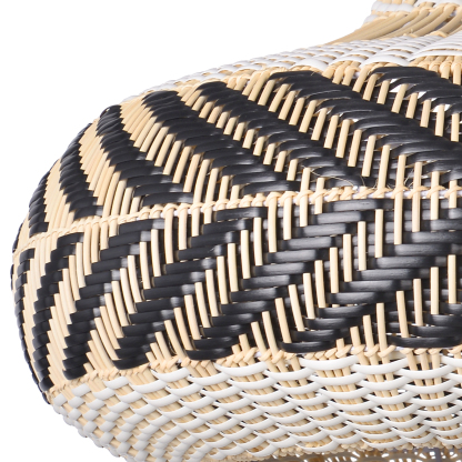 Wicker and Poly-rattan Saucer Shaped Arrow Pendant Lamp in White and Black-labpiecesign