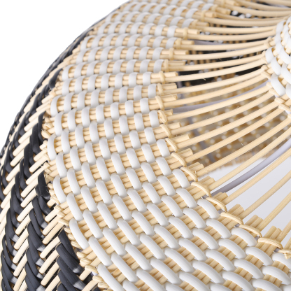 Wicker and Poly-rattan Saucer Shaped Arrow Pendant Lamp in White and Black-labpiecesign