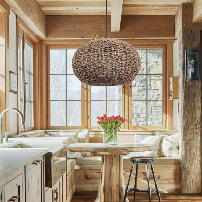 Vintage straw pendant light-labpiecesign