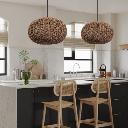 Vintage straw pendant light-labpiecesign