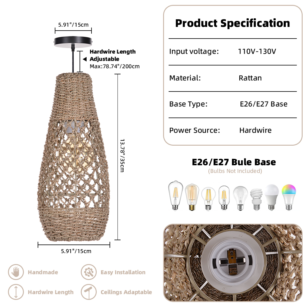 Various styles 3 light straw pendant light