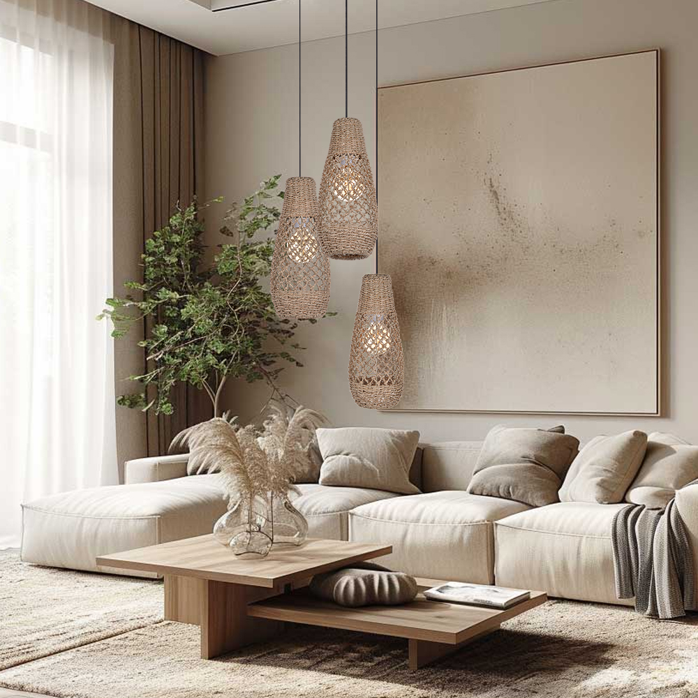Various styles 3 light straw pendant light