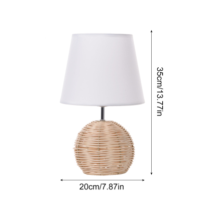 Japanese retro style bedroom rattan table lamp-labpiecesign