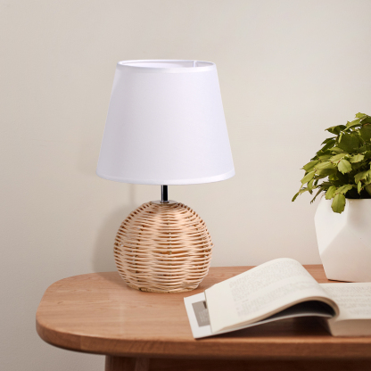 Japanese retro style bedroom rattan table lamp-labpiecesign