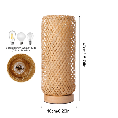 Cylindrical bamboo table lamp for bedroom-labpiecesign