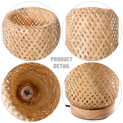 Cylindrical bamboo table lamp for bedroom-labpiecesign