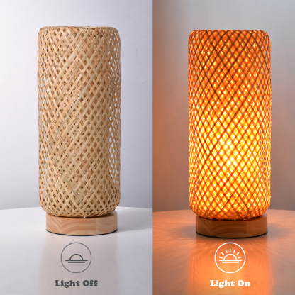 Cylindrical bamboo table lamp for bedroom-labpiecesign