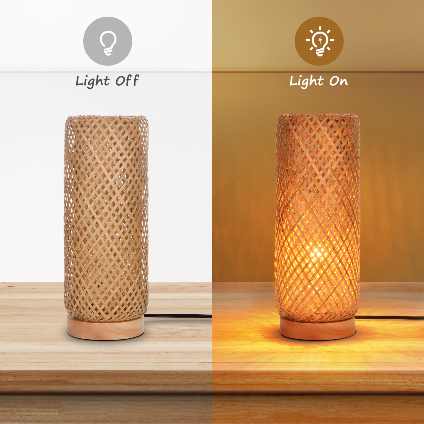 Rustic Bamboo Table Lamp for Bedside