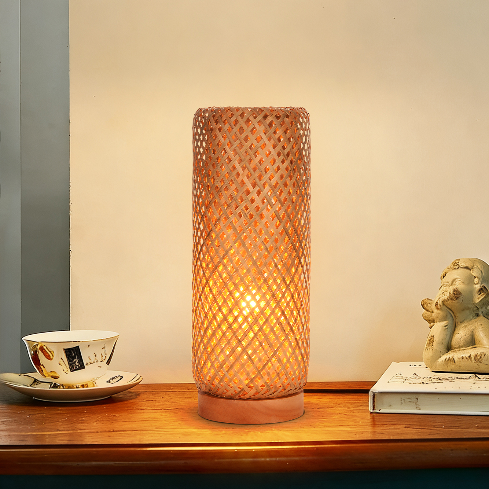 Rustic Bamboo Table Lamp for Bedside