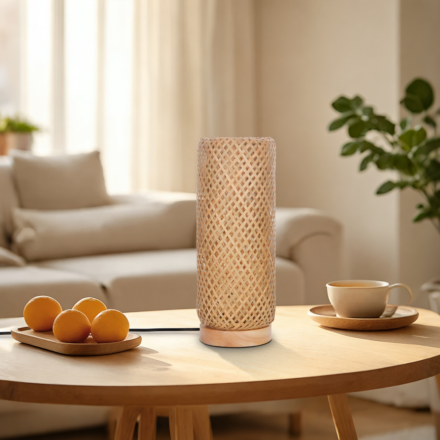 Rustic Bamboo Table Lamp for Bedside