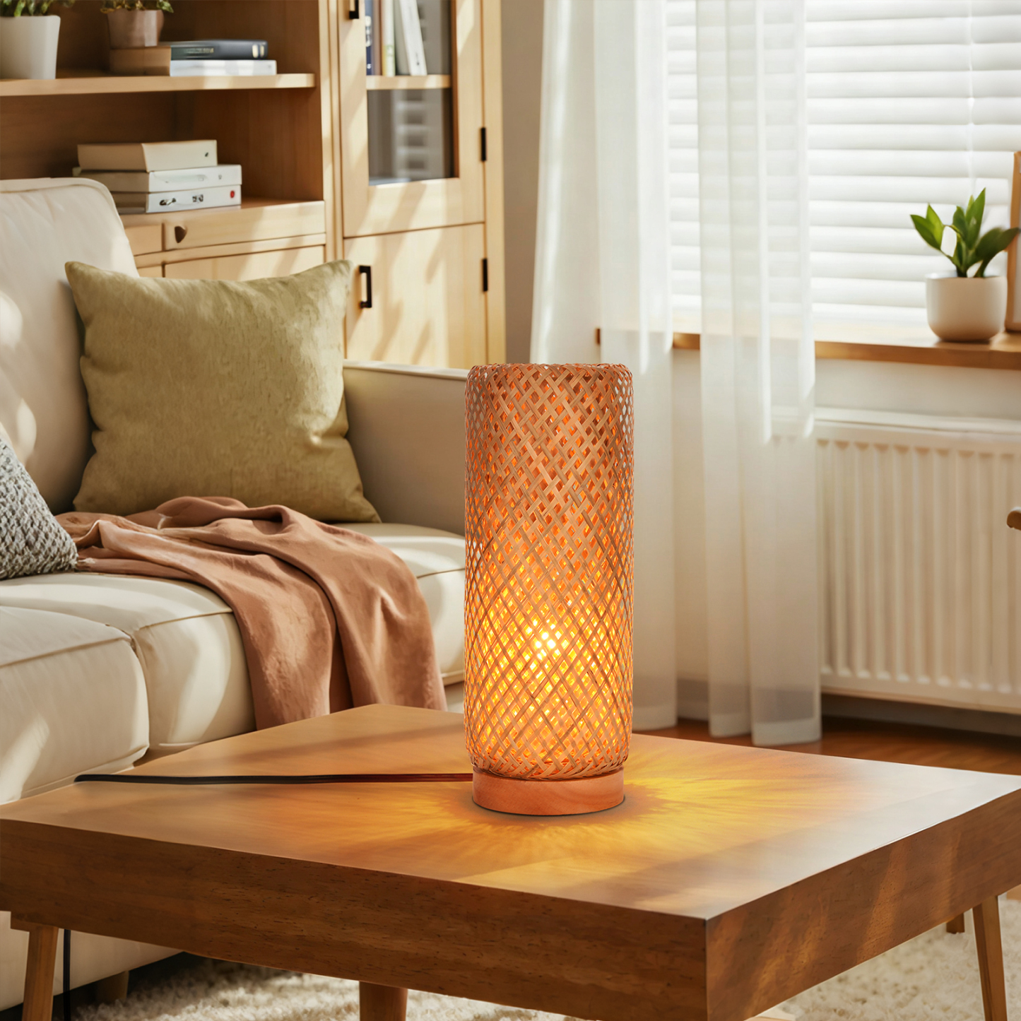 Rustic Bamboo Table Lamp for Bedside