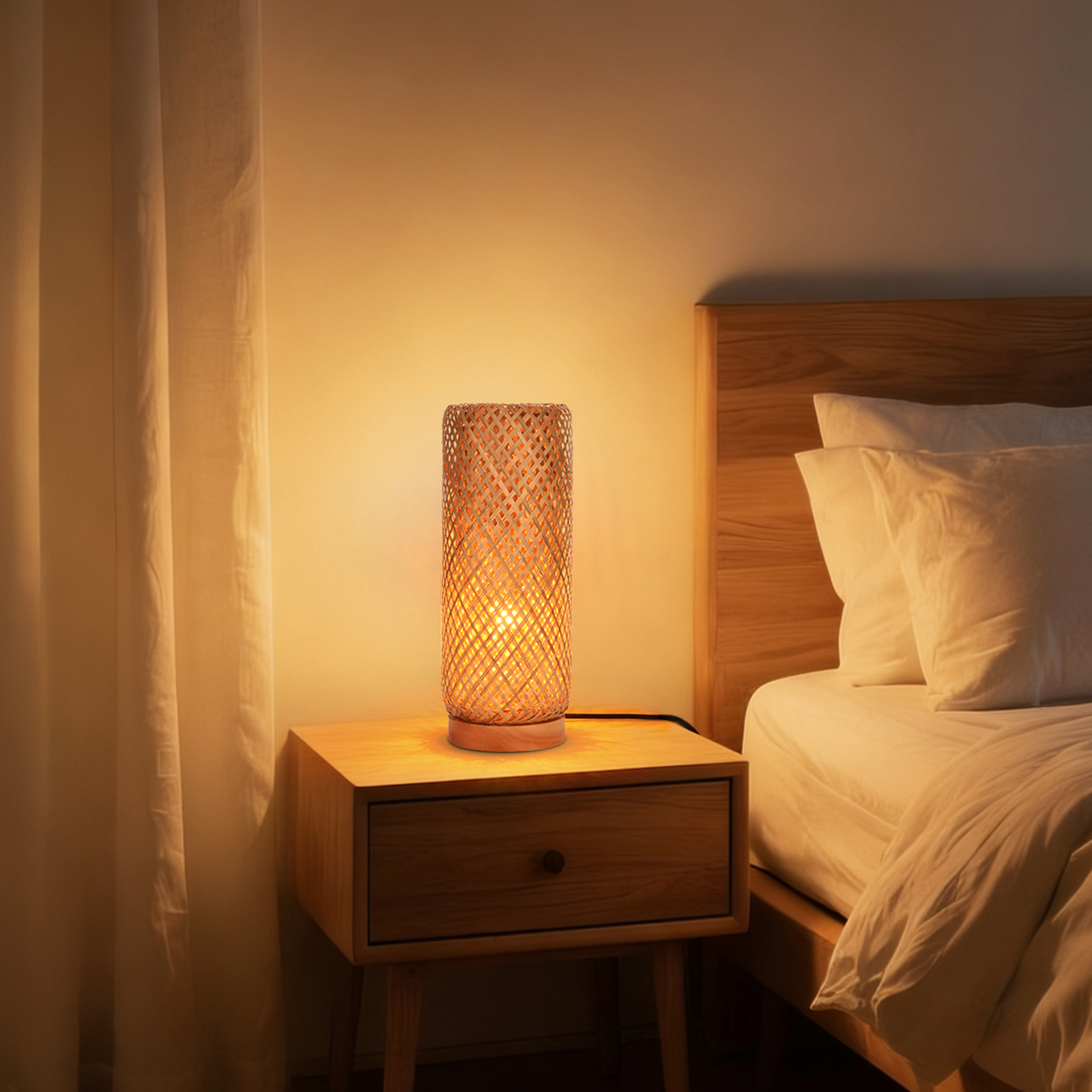 Rustic Bamboo Table Lamp for Bedside