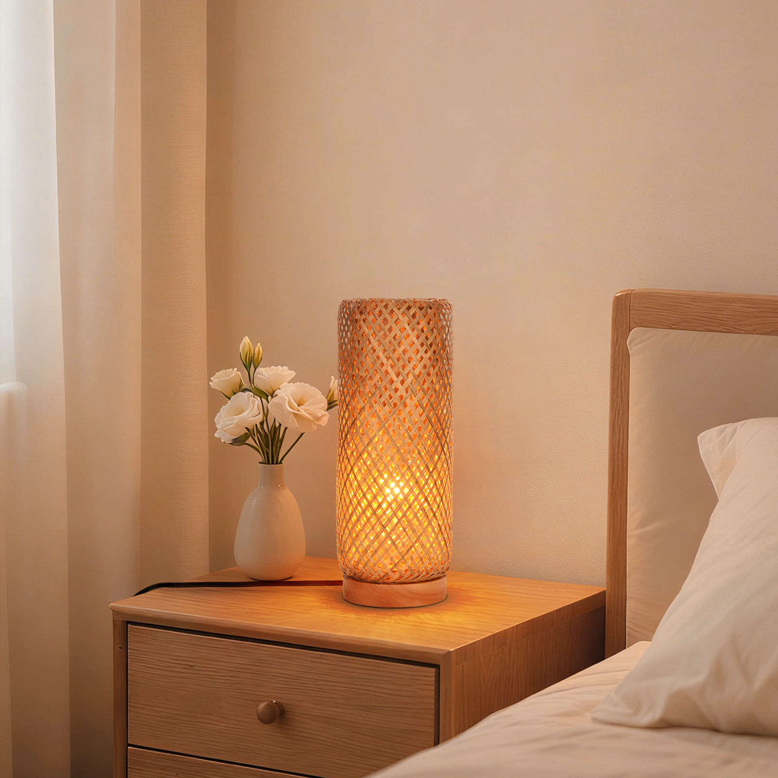 Rustic Bamboo Table Lamp for Bedside