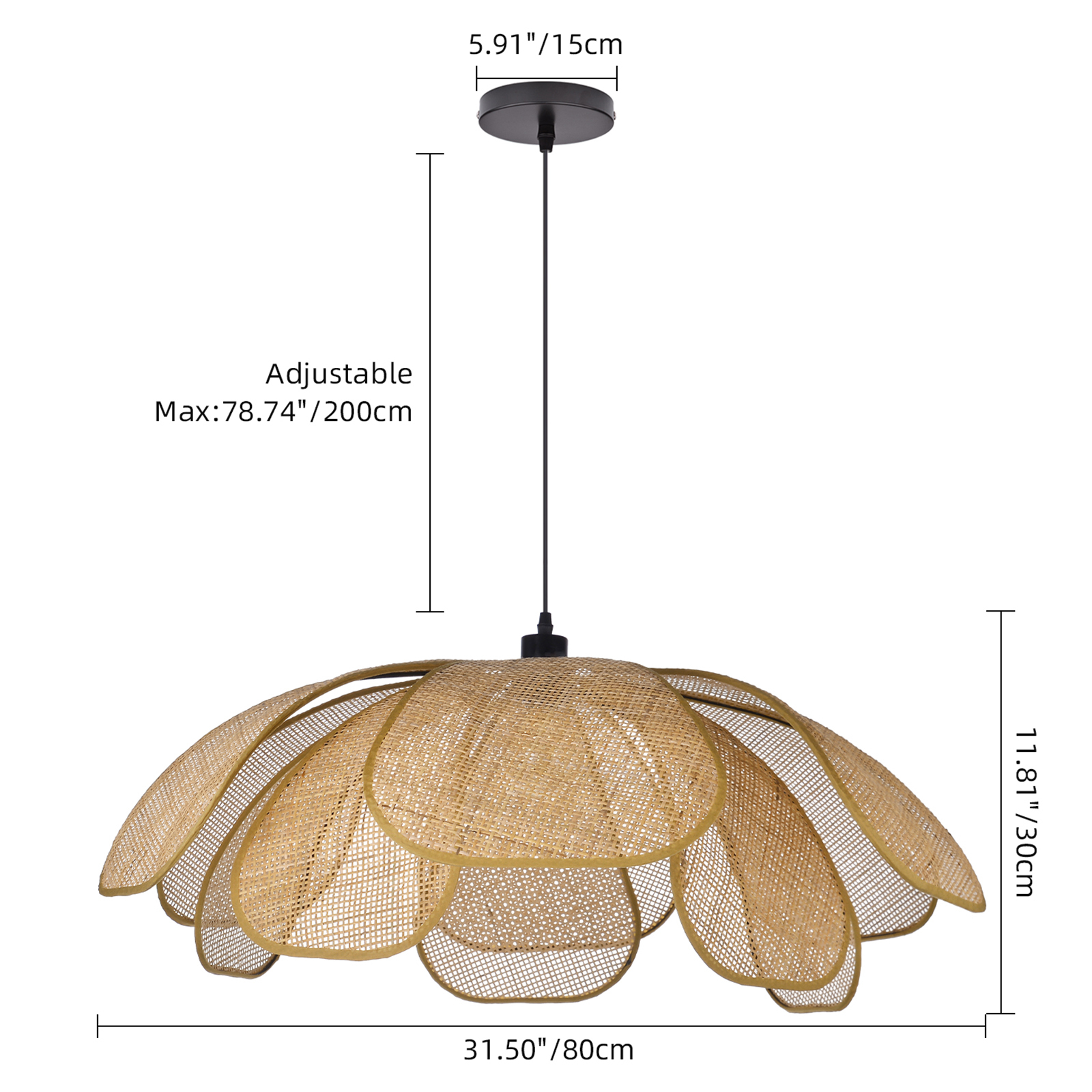 Creative Petal Rattan Pendant Light for Home Decor