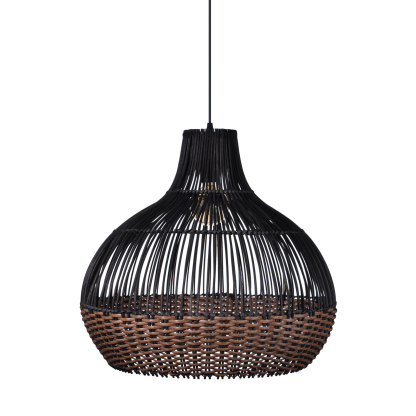 Black Rattan Art Rattan Pendant Light Wicker Chandelier Boho Basket Lighting Fixture-labpiecesign
