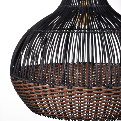 Black Rattan Art Rattan Pendant Light Wicker Chandelier Boho Basket Lighting Fixture-labpiecesign