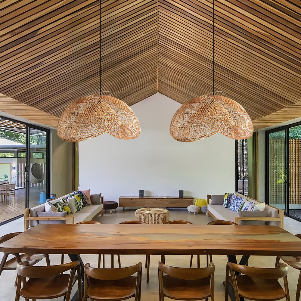 Cloud Shape Rattan Woven Chandelier Pendant