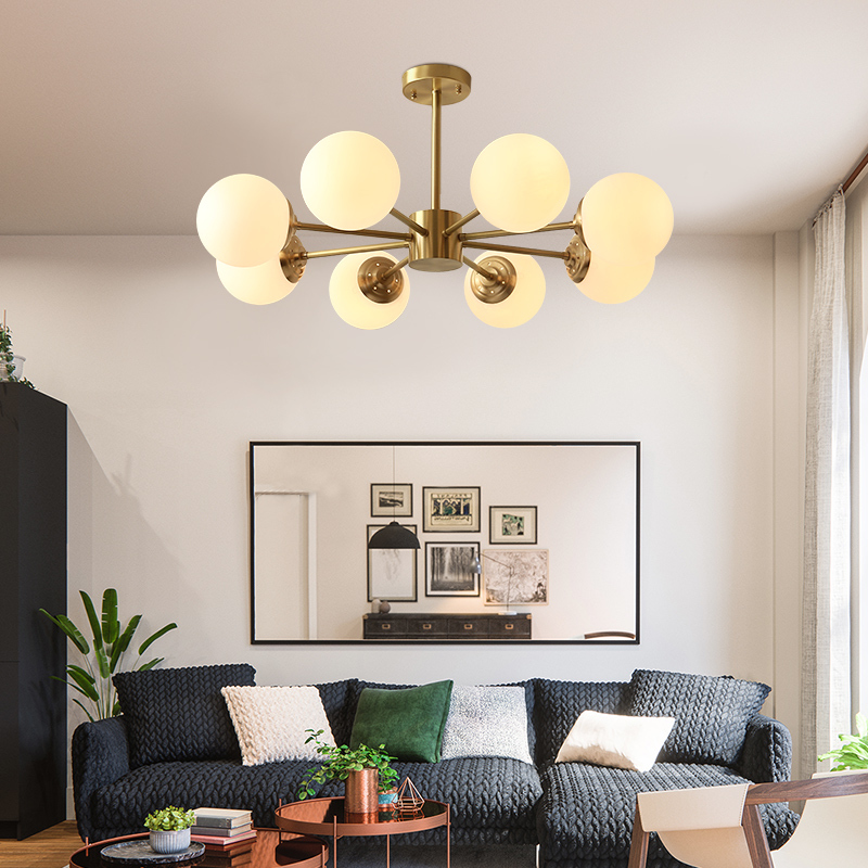 Nordic Copper Living Room Sputnik Pendant Lights Modern Luxury Creative Spherical Glass Chandelier -labpiecesign