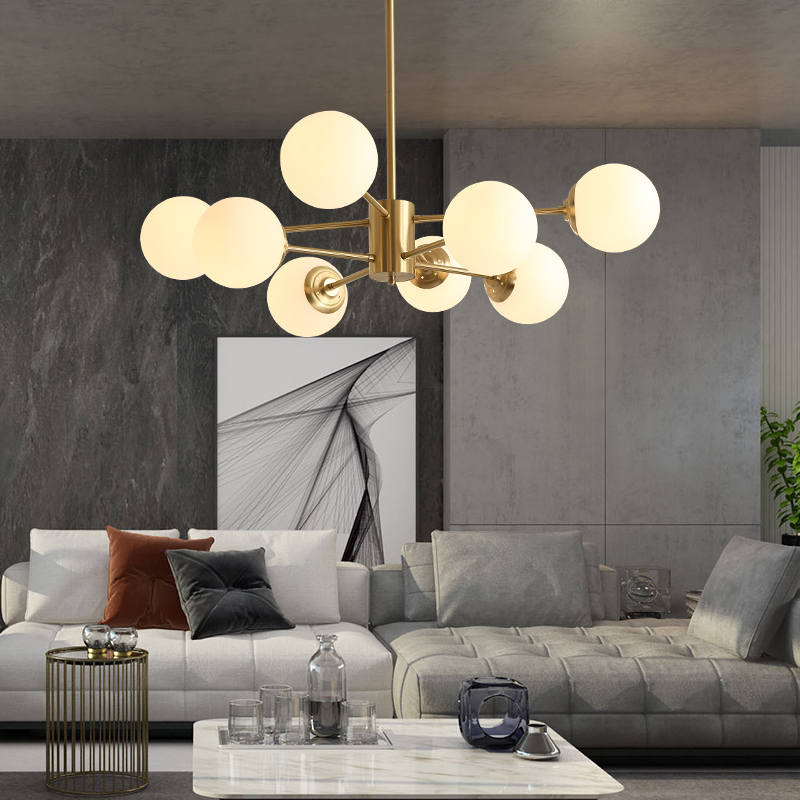 Nordic Copper Living Room Sputnik Pendant Lights Modern Luxury Creative Spherical Glass Chandelier -labpiecesign
