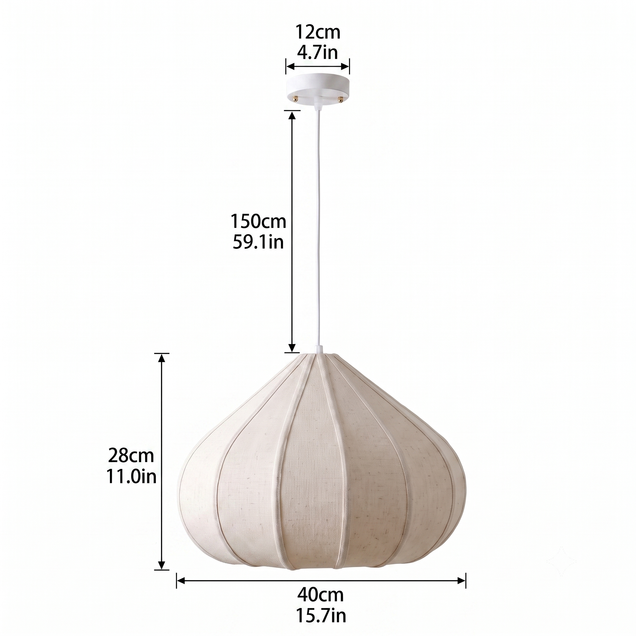 Nordic Vintage Fabric Pendant Light for Bedroom Living Room