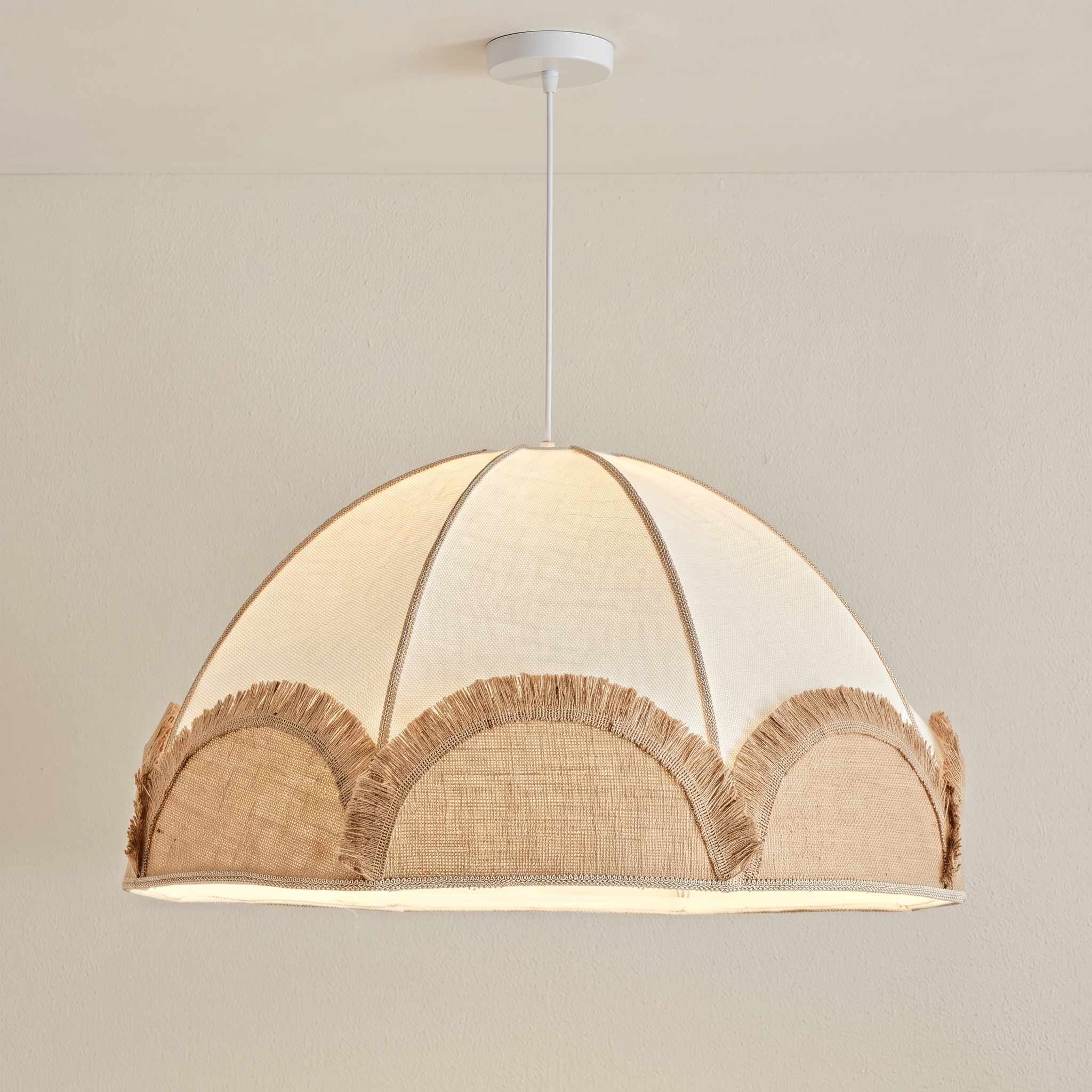 Bohemian Fringe Dome Pendant Light-Nordic Minimalism Hanging Ceiling Lamp for Dining Room Bedroom  Nursery