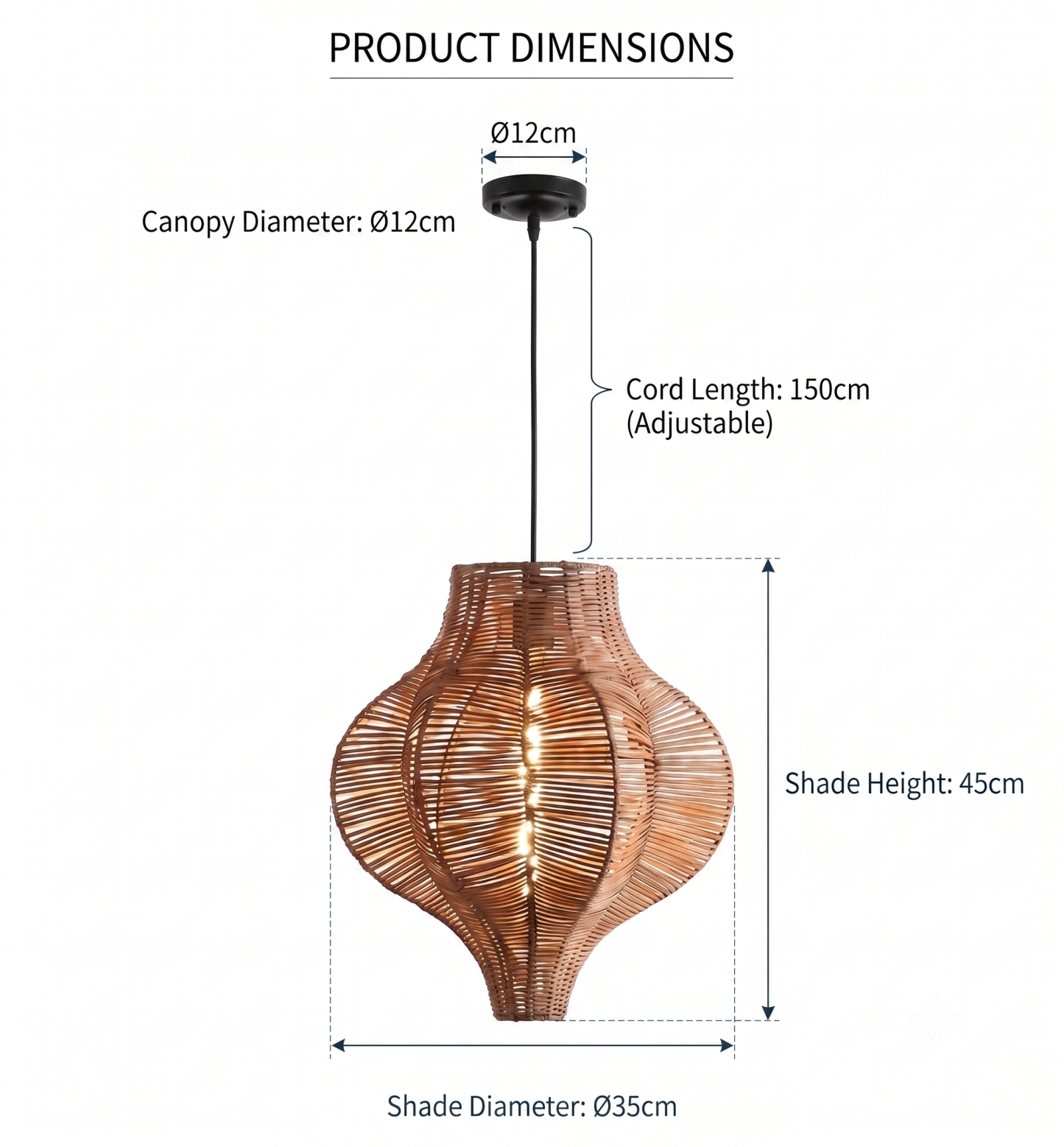Coastal Style Woven Basket Rattan Pendant Light for Dining Room Kitchen Island