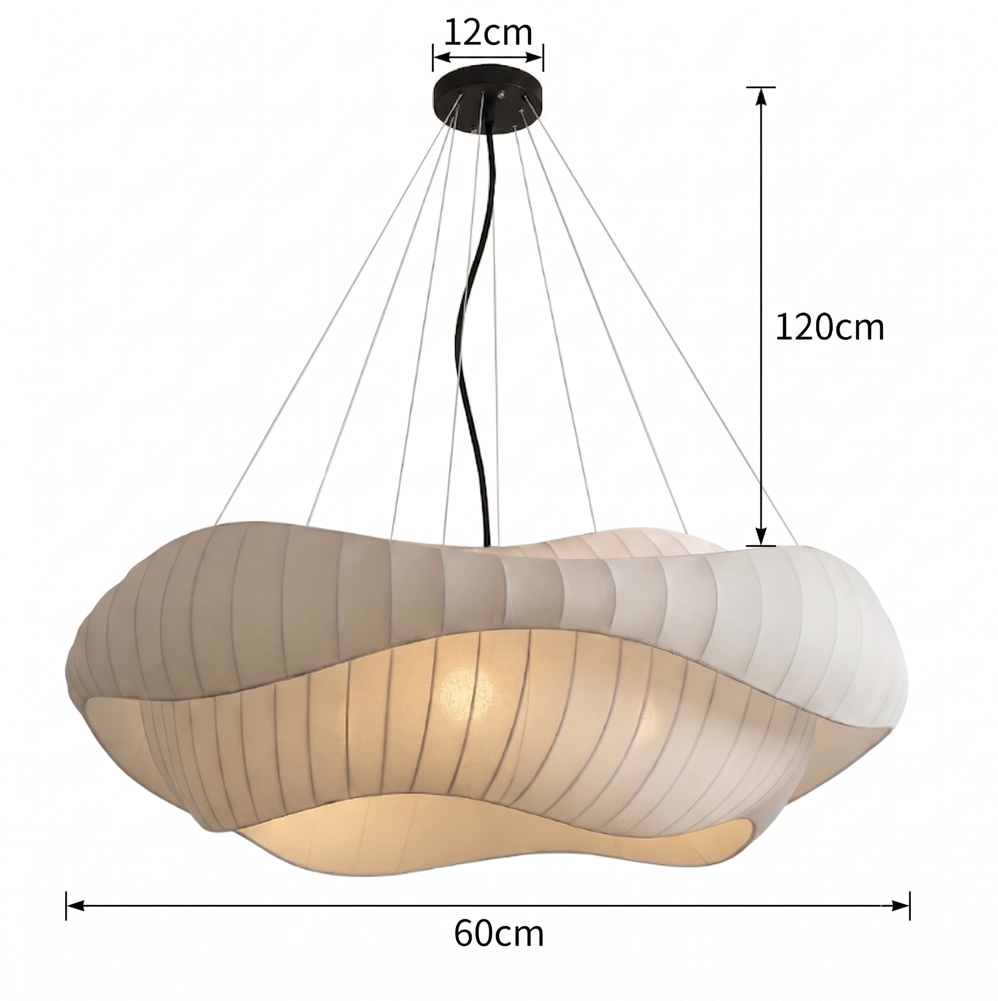 Modern Nordic  Minimalist Wavy Fabric Pendant Light for Living Room