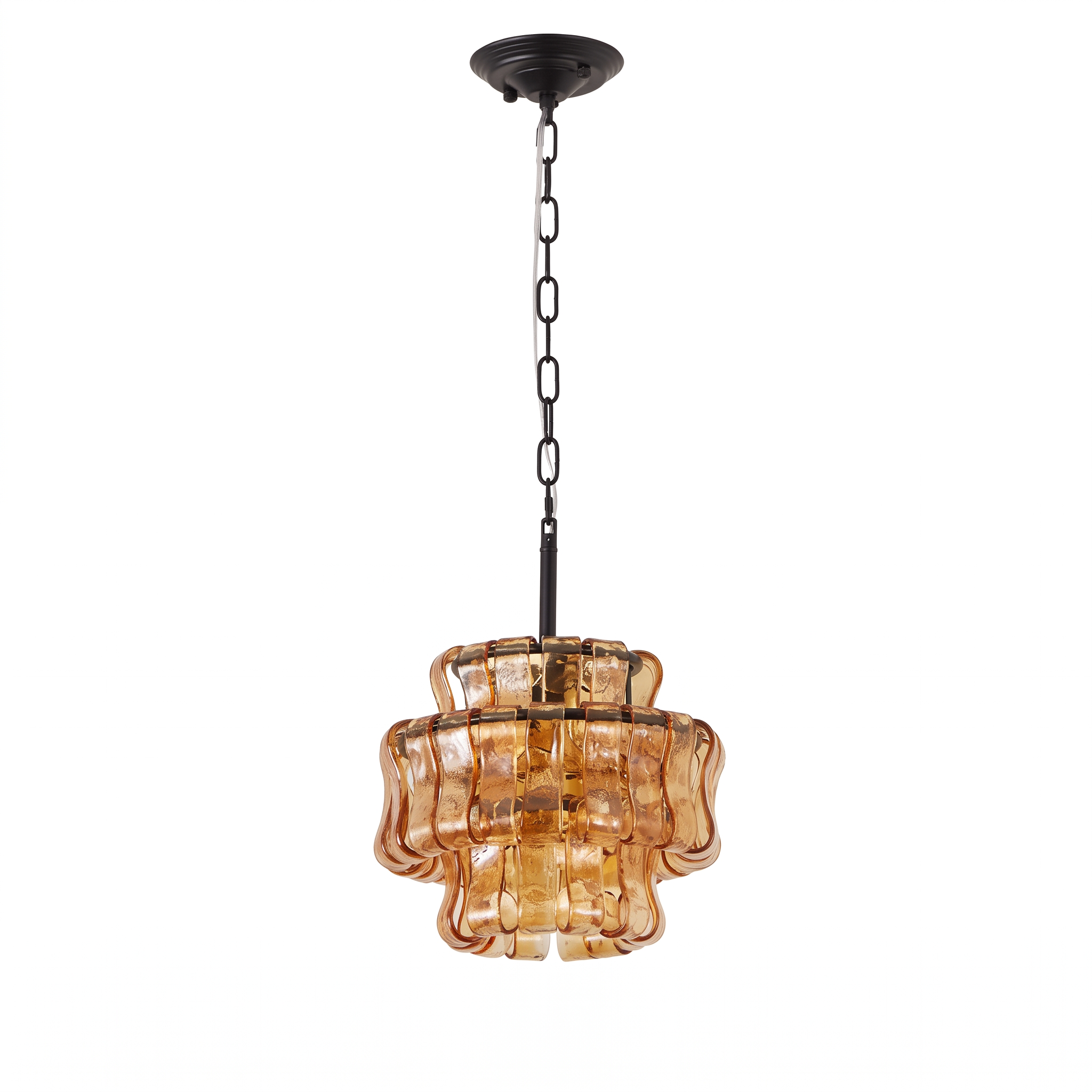 Vintage Ribbed Glass Pendant Light Mid-Century Modern Chandelier for Kitchen Island Dining Room 