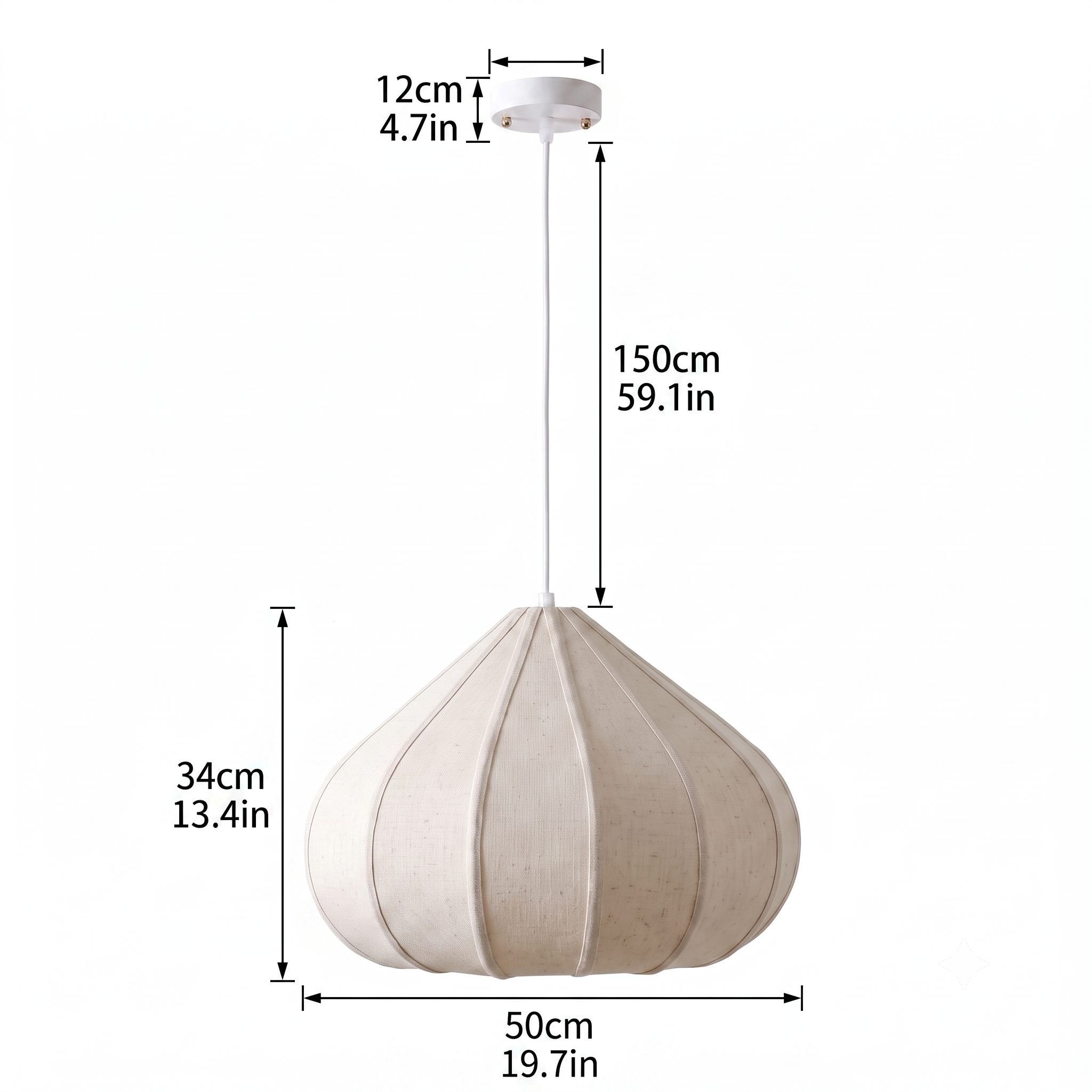 Nordic Vintage Fabric Pendant Light for Bedroom Living Room