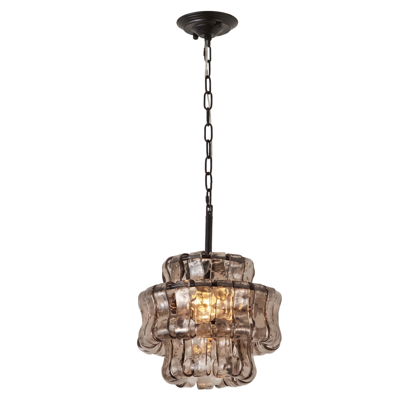 Vintage Ribbed Glass Pendant Light Mid-Century Modern Chandelier for Kitchen Island Dining Room 