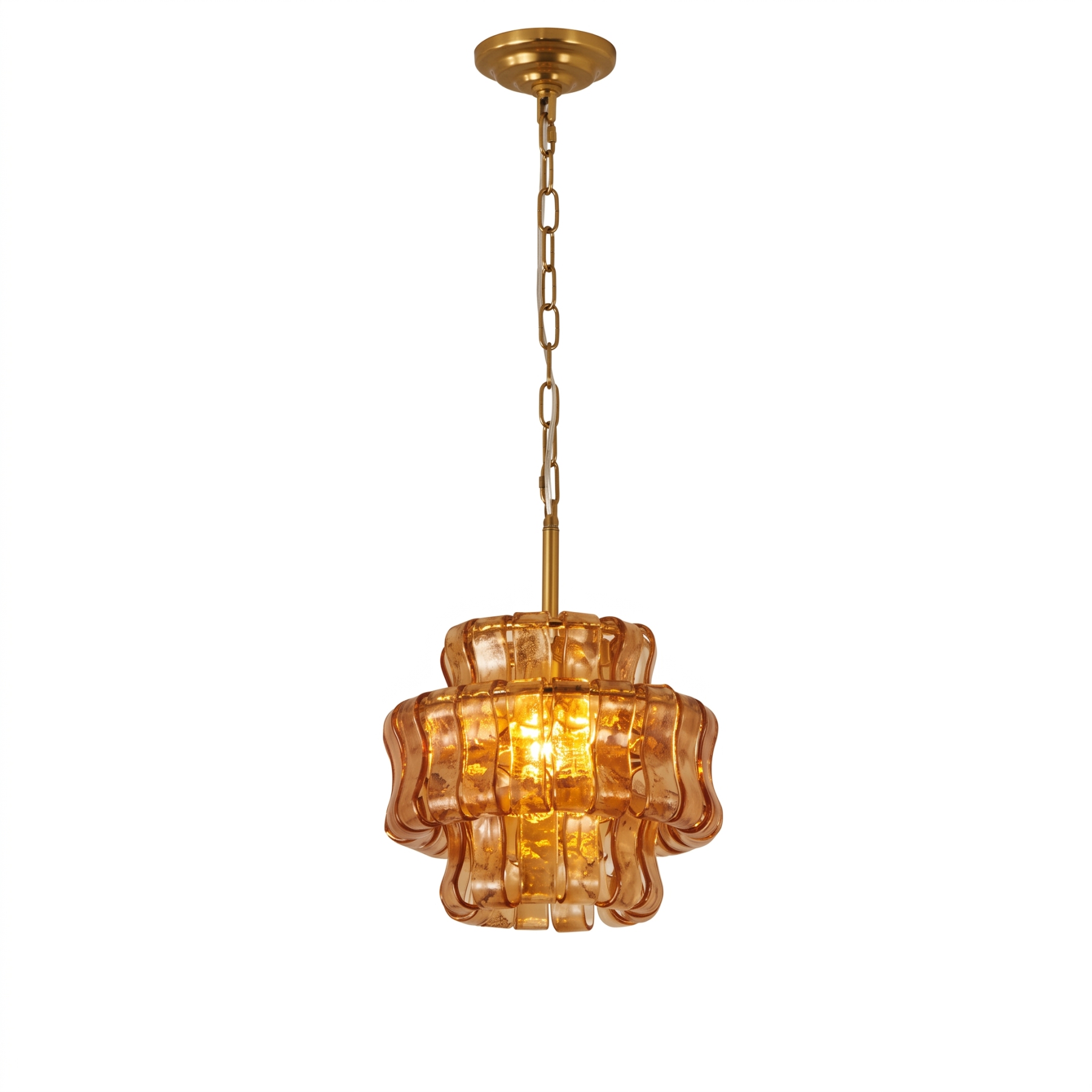 Vintage Ribbed Glass Pendant Light Mid-Century Modern Chandelier for Kitchen Island Dining Room 