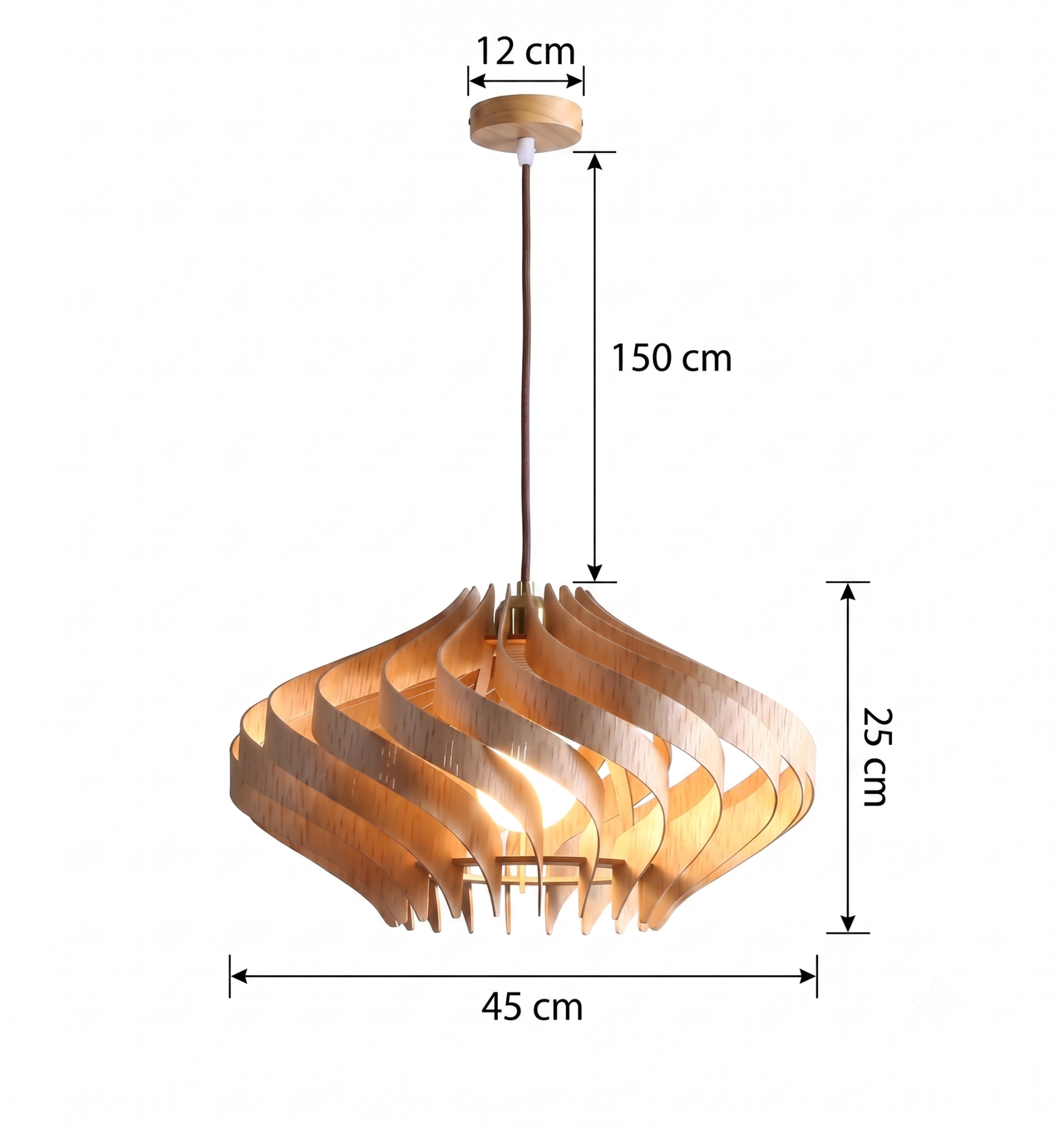 Retro Wooden Pendant Light Japandi Hanging Ceiling Lamp for Dining Room Kitchen Island Living Room
