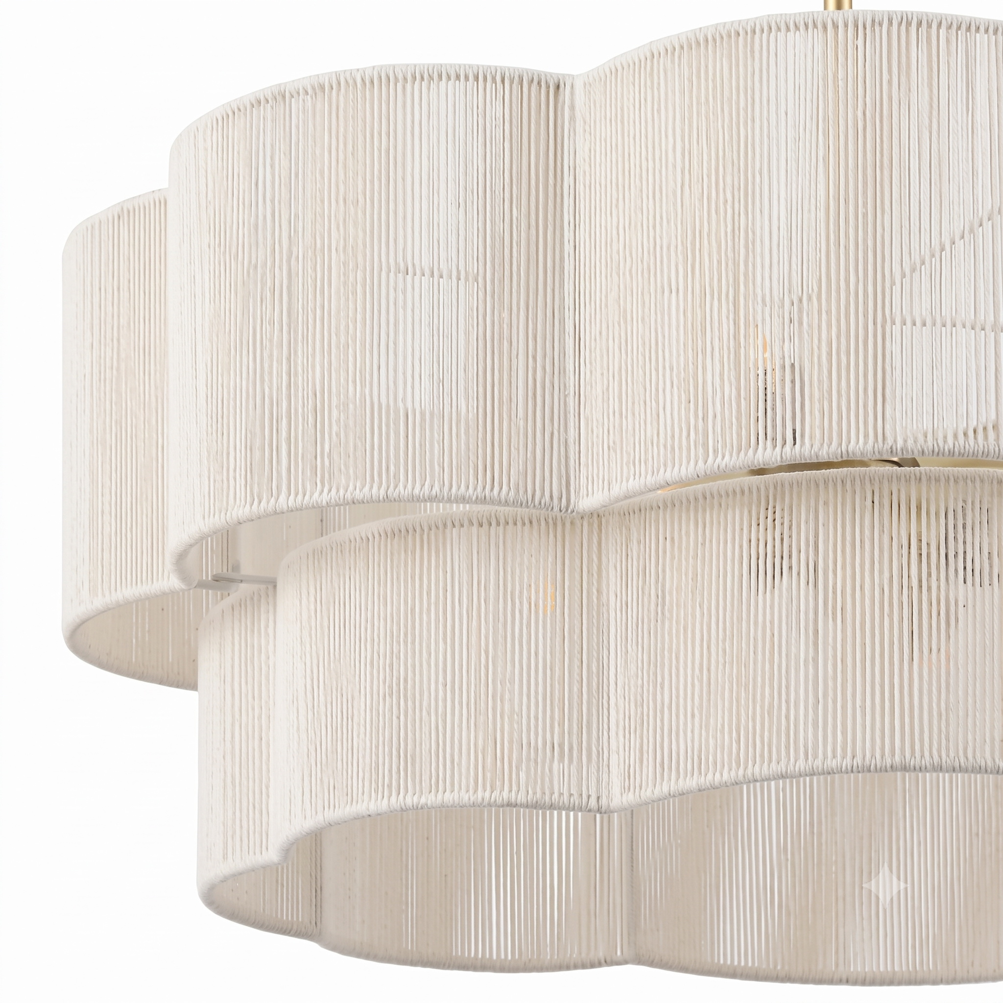Modern Woven 2-Tier Rope Drum Chandelier for Dining Room Kitchen Island