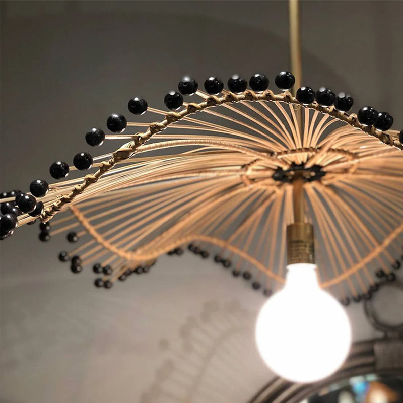 Retro Handmade Rattan Art Lamp Southeast Asian Style Pendant Light