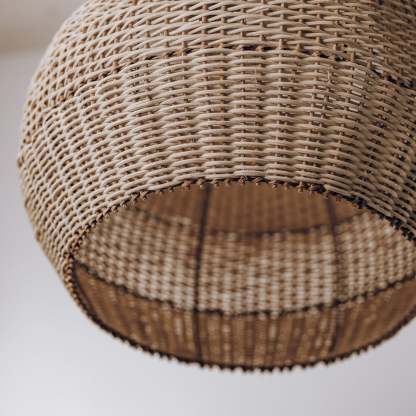 White Lampshade Rattan Woven Pendant Light -labpiecesign