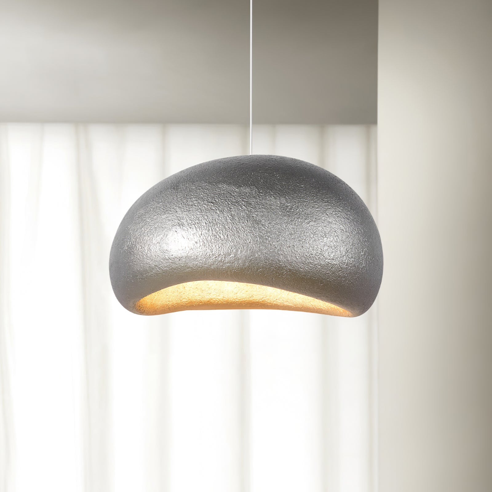 Wabi-sabi style High Density Polyethylene silver pendant light