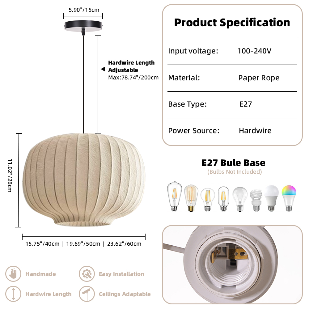Japanese wabi-sabi style Nordic Silk Pendant Light