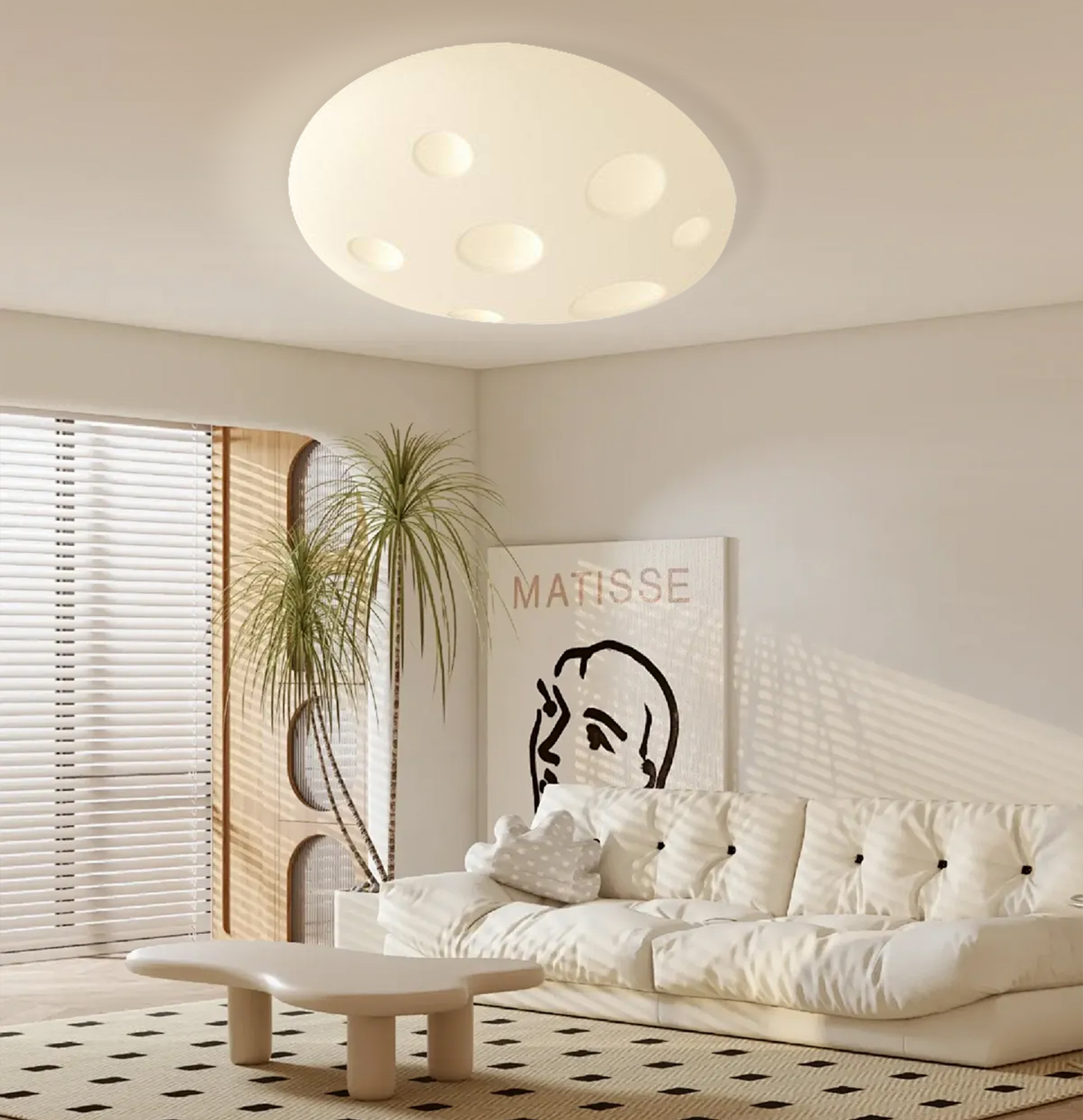 Nordic Minimalist Cream Style LED Cloud Moon Restaurant Light-labpiecesign