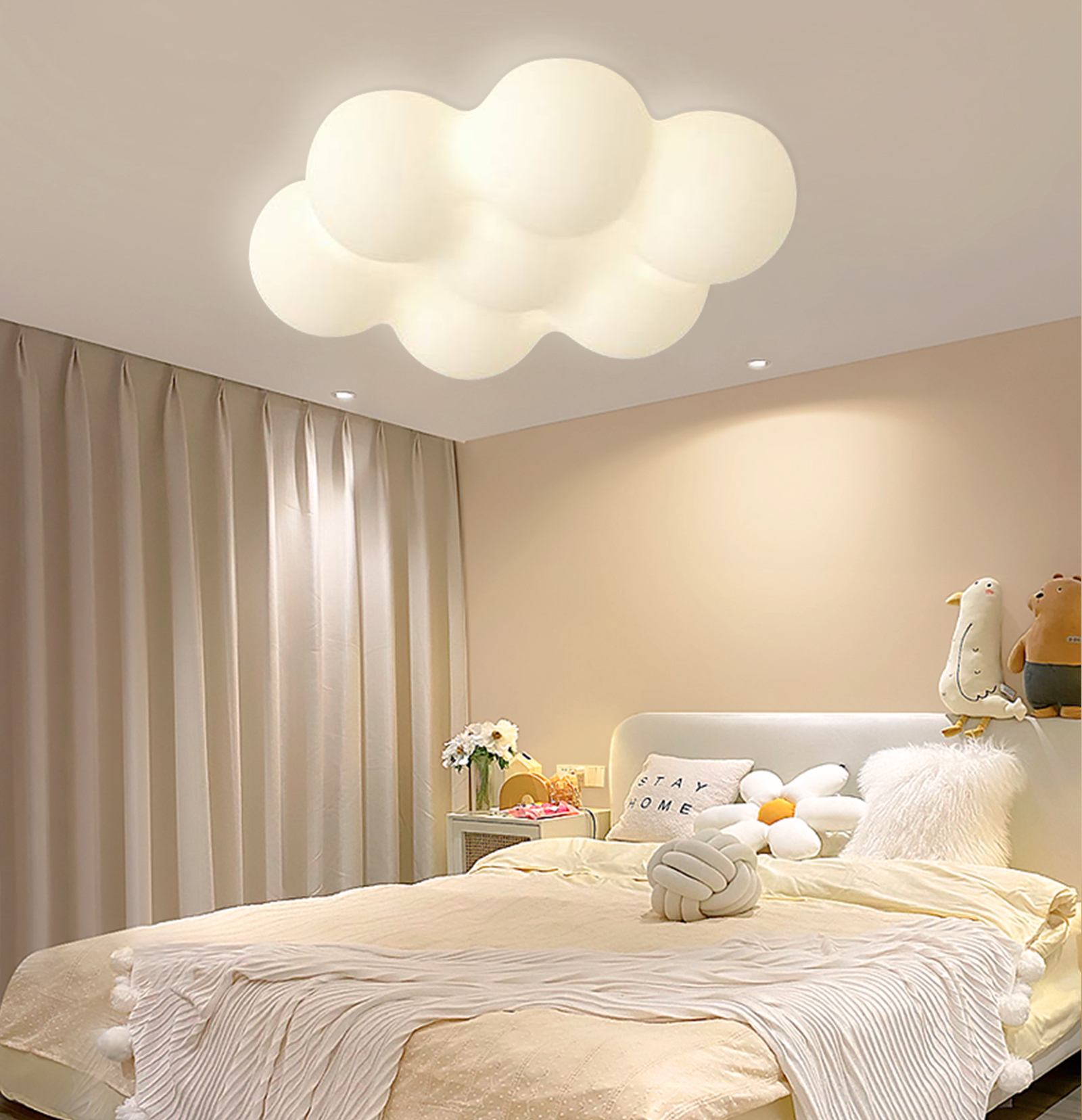 Nordic Minimalist Cream Style LED Cloud Moon Restaurant Light-labpiecesign