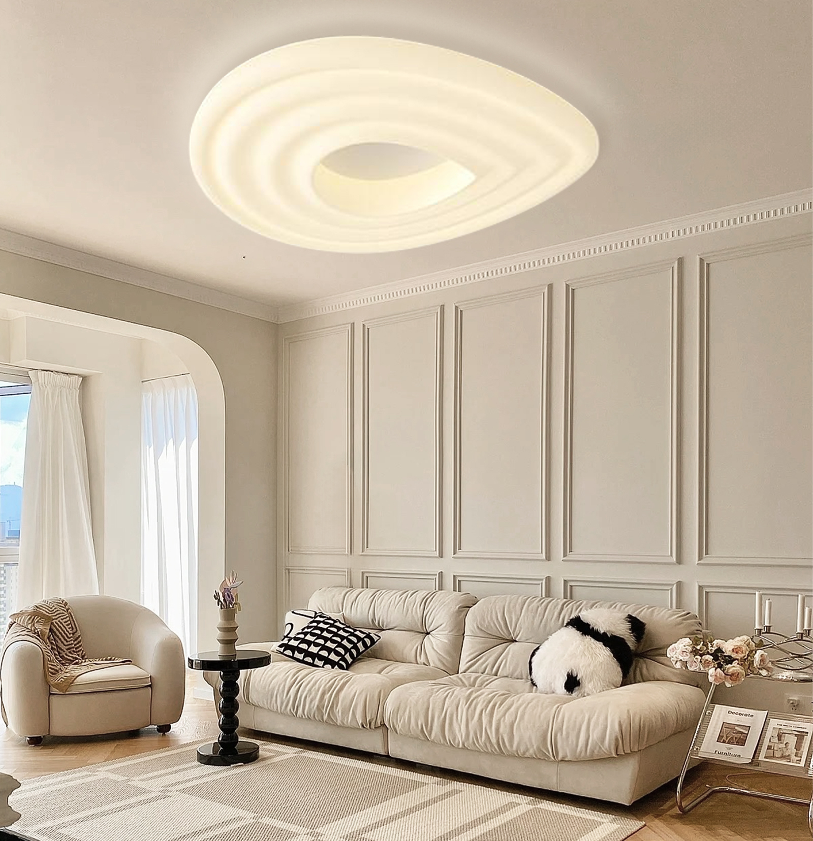 Nordic Minimalist Cream Style LED Cloud Moon Restaurant Light-labpiecesign