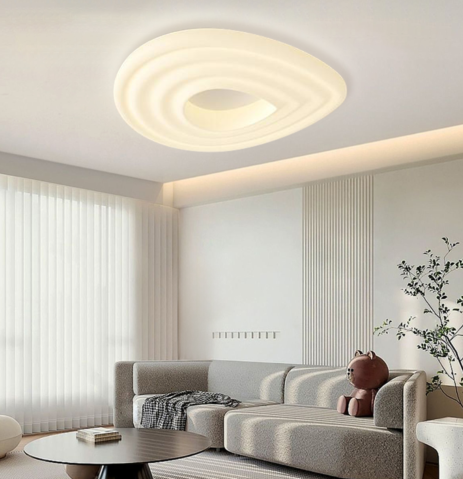 Nordic Minimalist Cream Style LED Cloud Moon Restaurant Light-labpiecesign