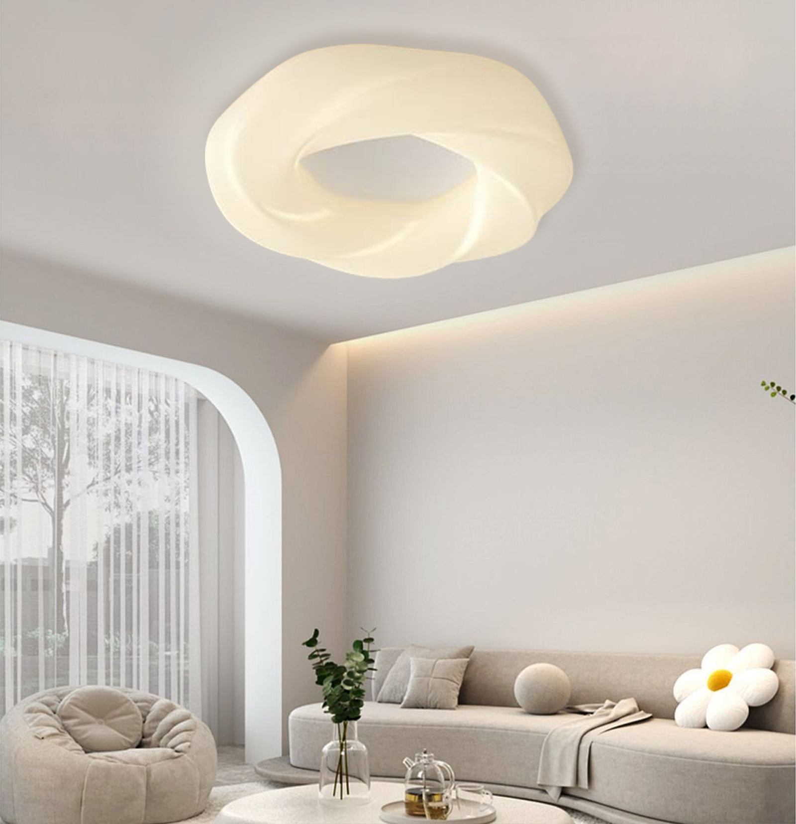 Nordic Minimalist Cream Style LED Cloud Moon Restaurant Light-labpiecesign