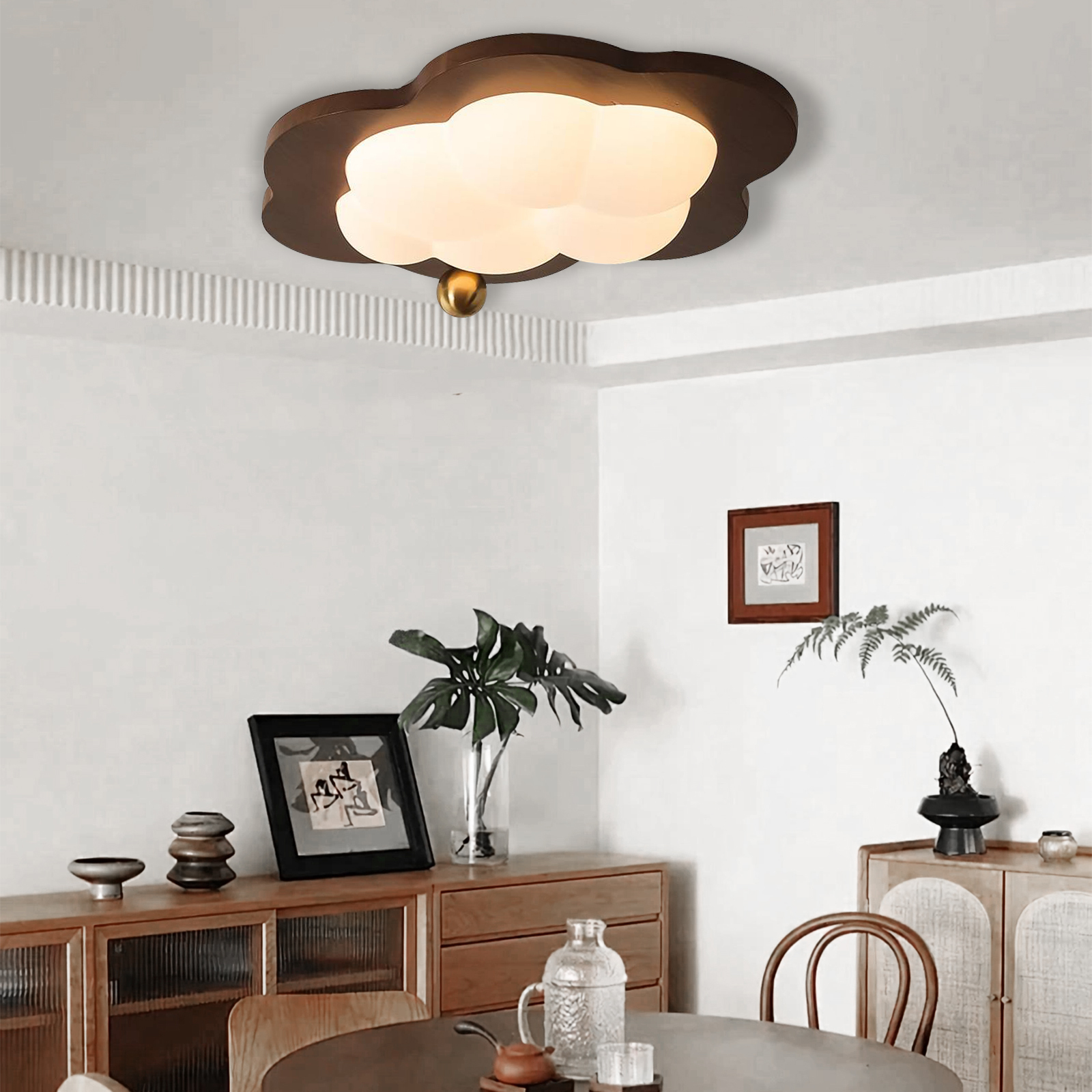New Chinese style walnut eye protection ceiling lamp-labpiecesign