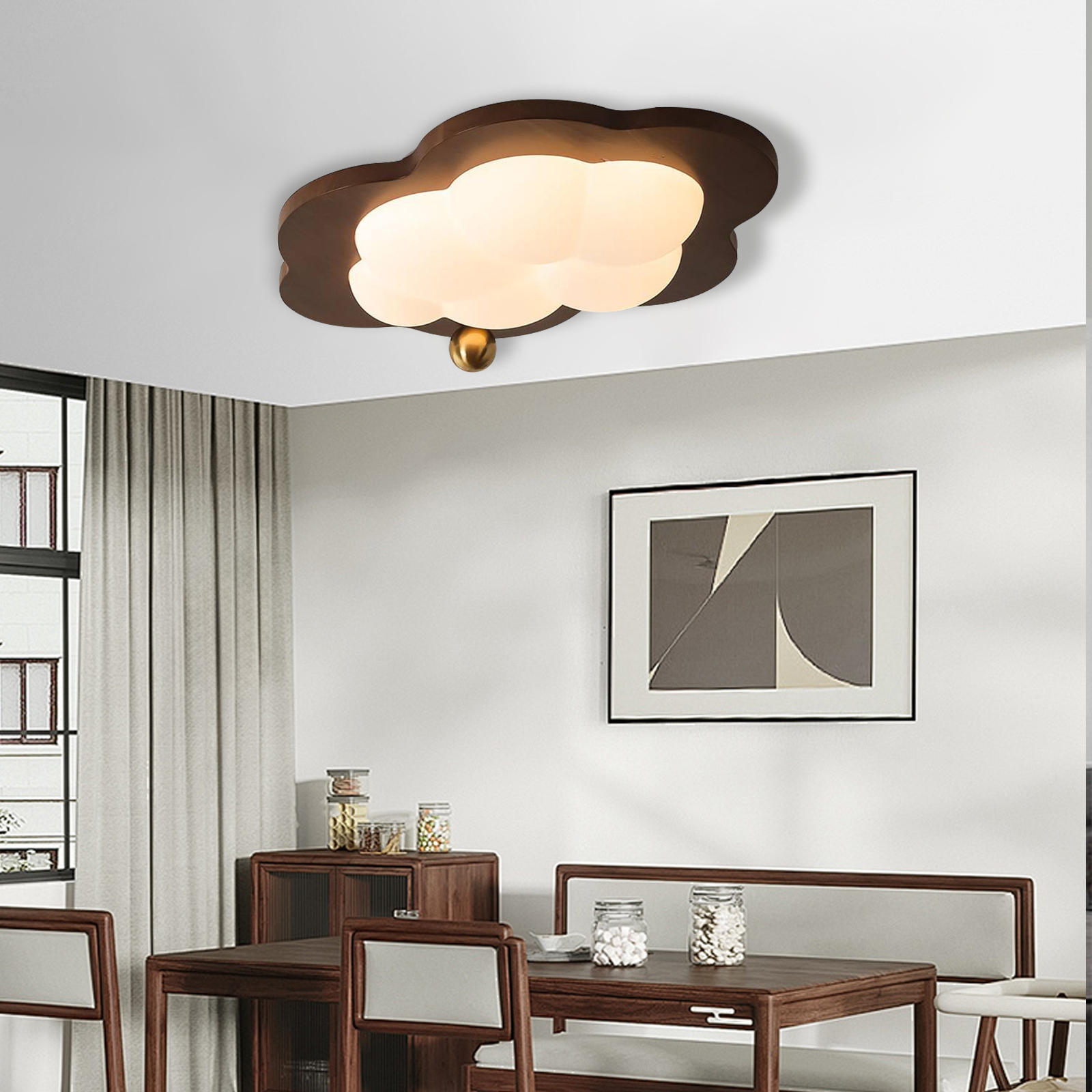 New Chinese style walnut eye protection ceiling lamp-labpiecesign