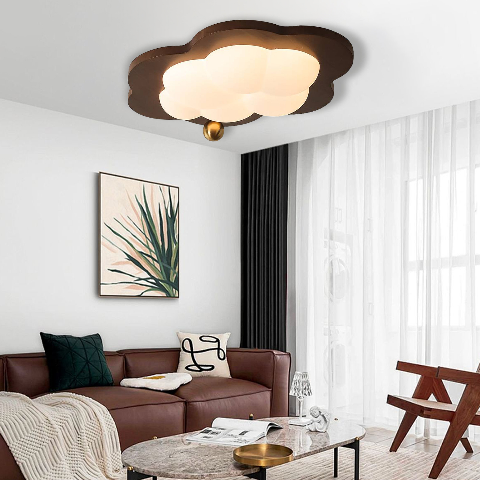 New Chinese style walnut eye protection ceiling lamp-labpiecesign