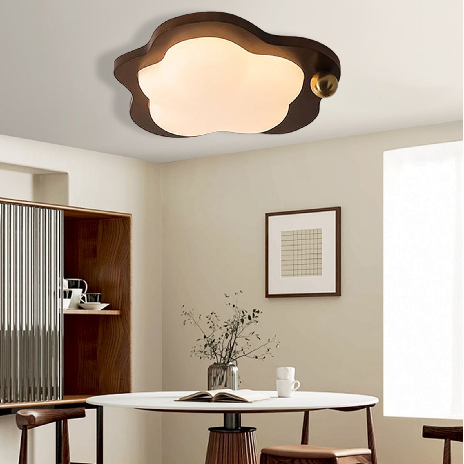 New Chinese style walnut eye protection ceiling lamp-labpiecesign
